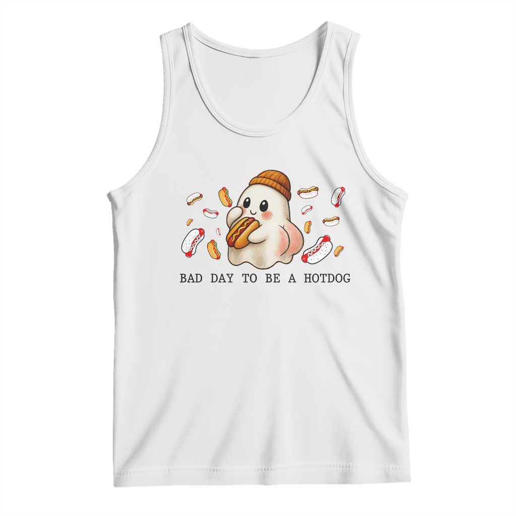 Funny Hot Dog Ghost Halloween Tank Top Bad Day To Be A Hotdog - Wonder Print Shop