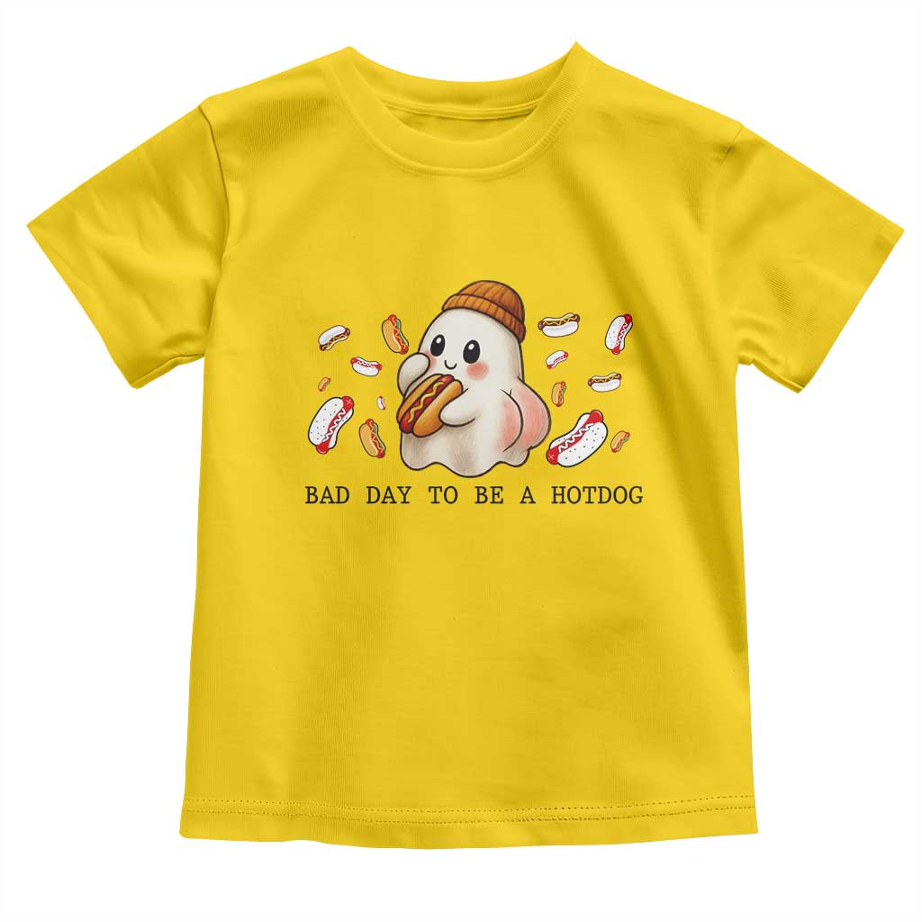 Funny Hot Dog Ghost Halloween Toddler T Shirt Bad Day To Be A Hotdog - Wonder Print Shop