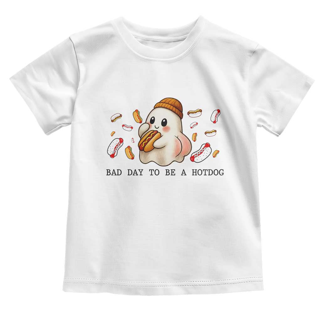 Funny Hot Dog Ghost Halloween Toddler T Shirt Bad Day To Be A Hotdog - Wonder Print Shop