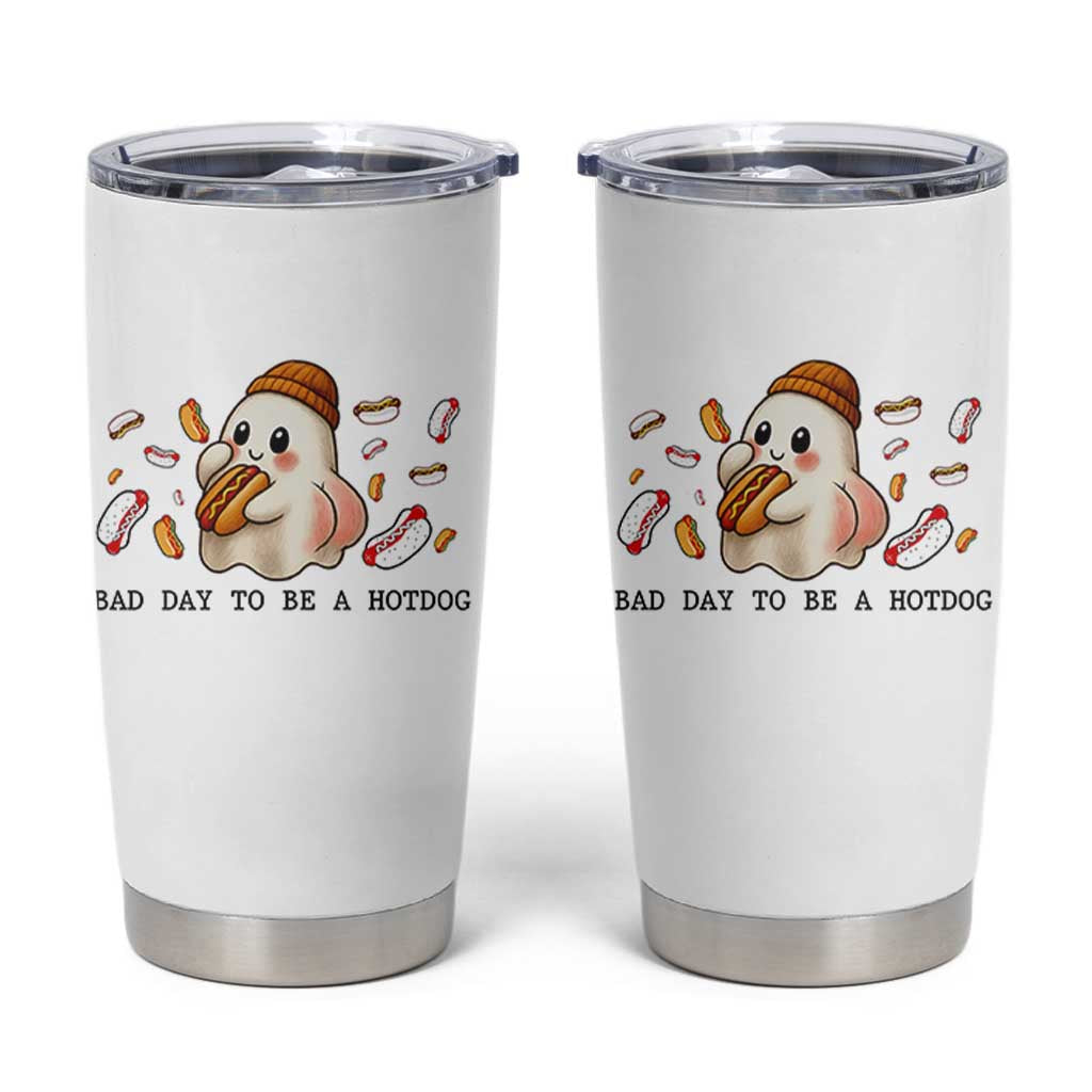 Funny Hot Dog Ghost Halloween Tumbler Cup Bad Day To Be A Hotdog - Wonder Print Shop