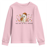 Funny Hot Dog Ghost Halloween Youth Sweatshirt Bad Day To Be A Hotdog - Wonder Print Shop