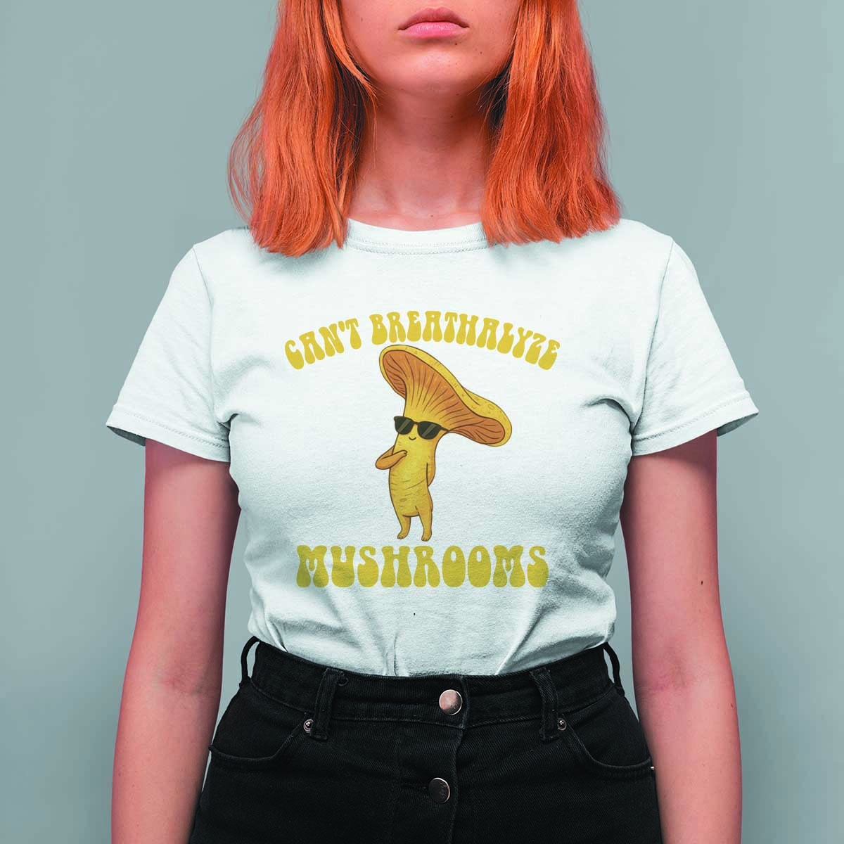 Cute Chanterelle Mushroom Cottagcore T Shirt For Women Funny Can't Breathalyze Mushrooms - Wonder Print Shop
