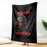 Now I Am Unstoppable Throw Blanket Funny Cute Cat Catzilla - Wonder Print Shop