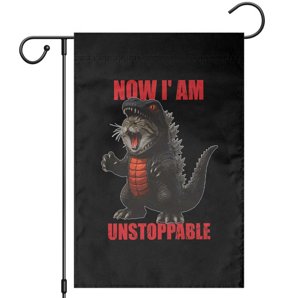 Now I Am Unstoppable Garden Flag Funny Cute Cat Catzilla - Wonder Print Shop