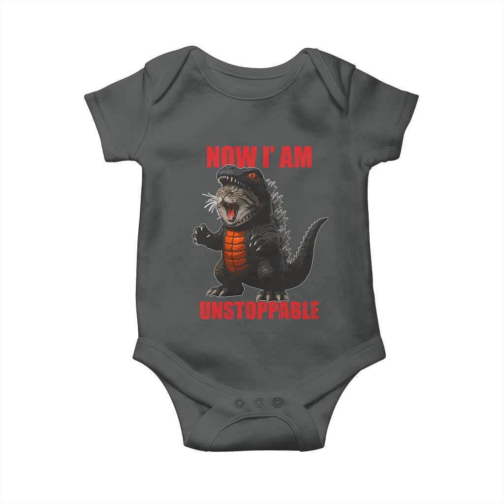 Now I Am Unstoppable Baby Onesie Funny Cute Cat Catzilla - Wonder Print Shop