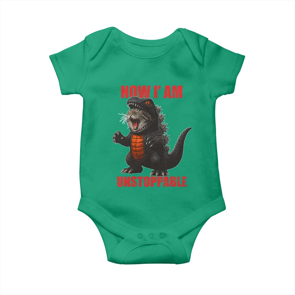 Now I Am Unstoppable Baby Onesie Funny Cute Cat Catzilla - Wonder Print Shop