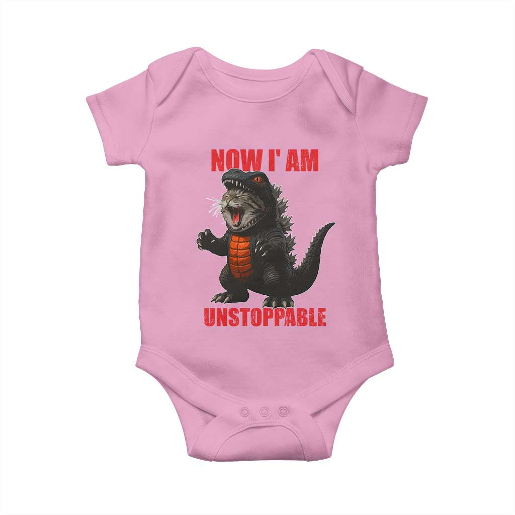 Now I Am Unstoppable Baby Onesie Funny Cute Cat Catzilla - Wonder Print Shop