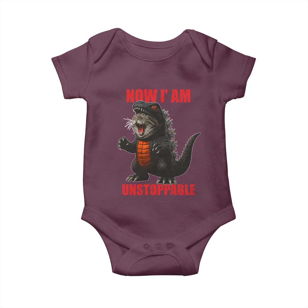 Now I Am Unstoppable Baby Onesie Funny Cute Cat Catzilla - Wonder Print Shop