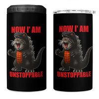 Now I Am Unstoppable 4 in 1 Can Cooler Tumbler Funny Cute Cat Catzilla - Wonder Print Shop