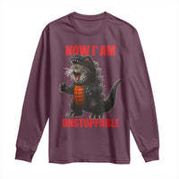 Now I Am Unstoppable Long Sleeve Shirt Funny Cute Cat Catzilla - Wonder Print Shop