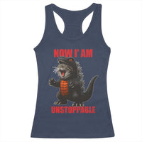 Now I Am Unstoppable Racerback Tank Top Funny Cute Cat Catzilla - Wonder Print Shop