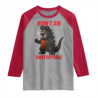 Now I Am Unstoppable Raglan Shirt Funny Cute Cat Catzilla - Wonder Print Shop
