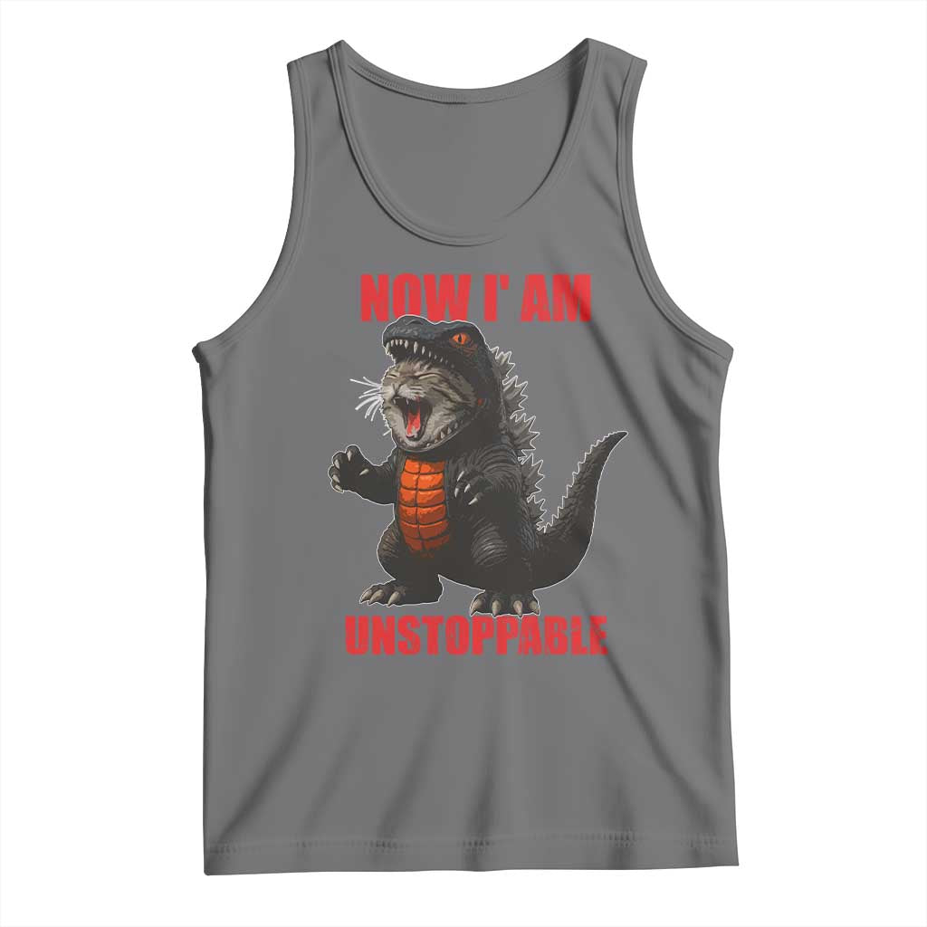 Now I Am Unstoppable Tank Top Funny Cute Cat Catzilla - Wonder Print Shop