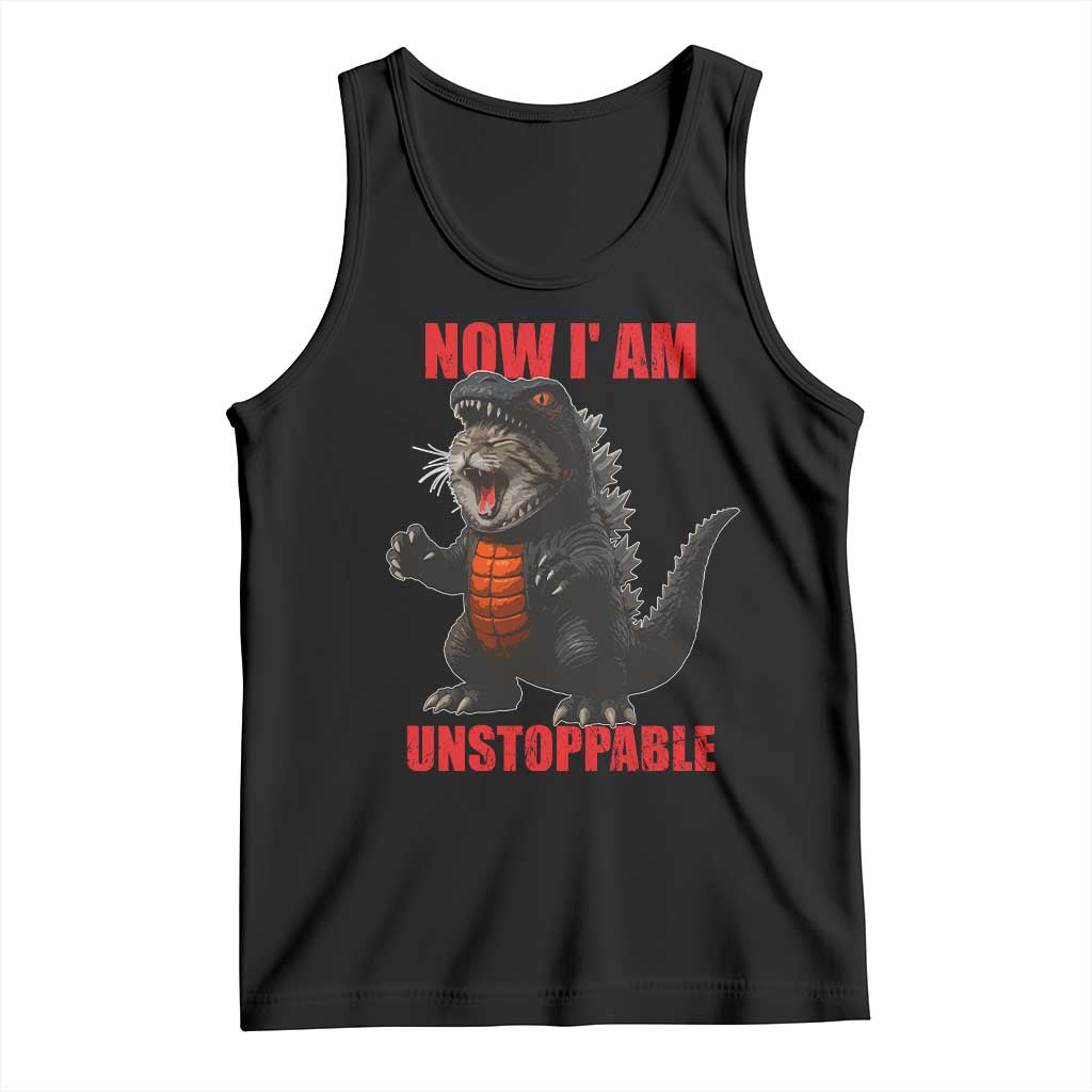 Now I Am Unstoppable Tank Top Funny Cute Cat Catzilla - Wonder Print Shop