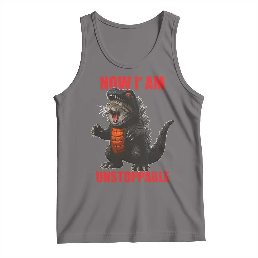 Now I Am Unstoppable Tank Top Funny Cute Cat Catzilla - Wonder Print Shop