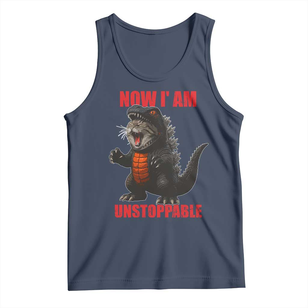 Now I Am Unstoppable Tank Top Funny Cute Cat Catzilla - Wonder Print Shop