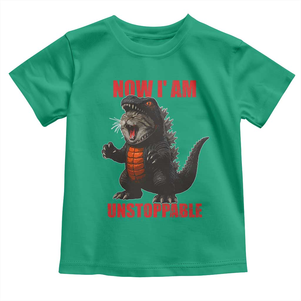 Now I Am Unstoppable Toddler T Shirt Funny Cute Cat Catzilla - Wonder Print Shop