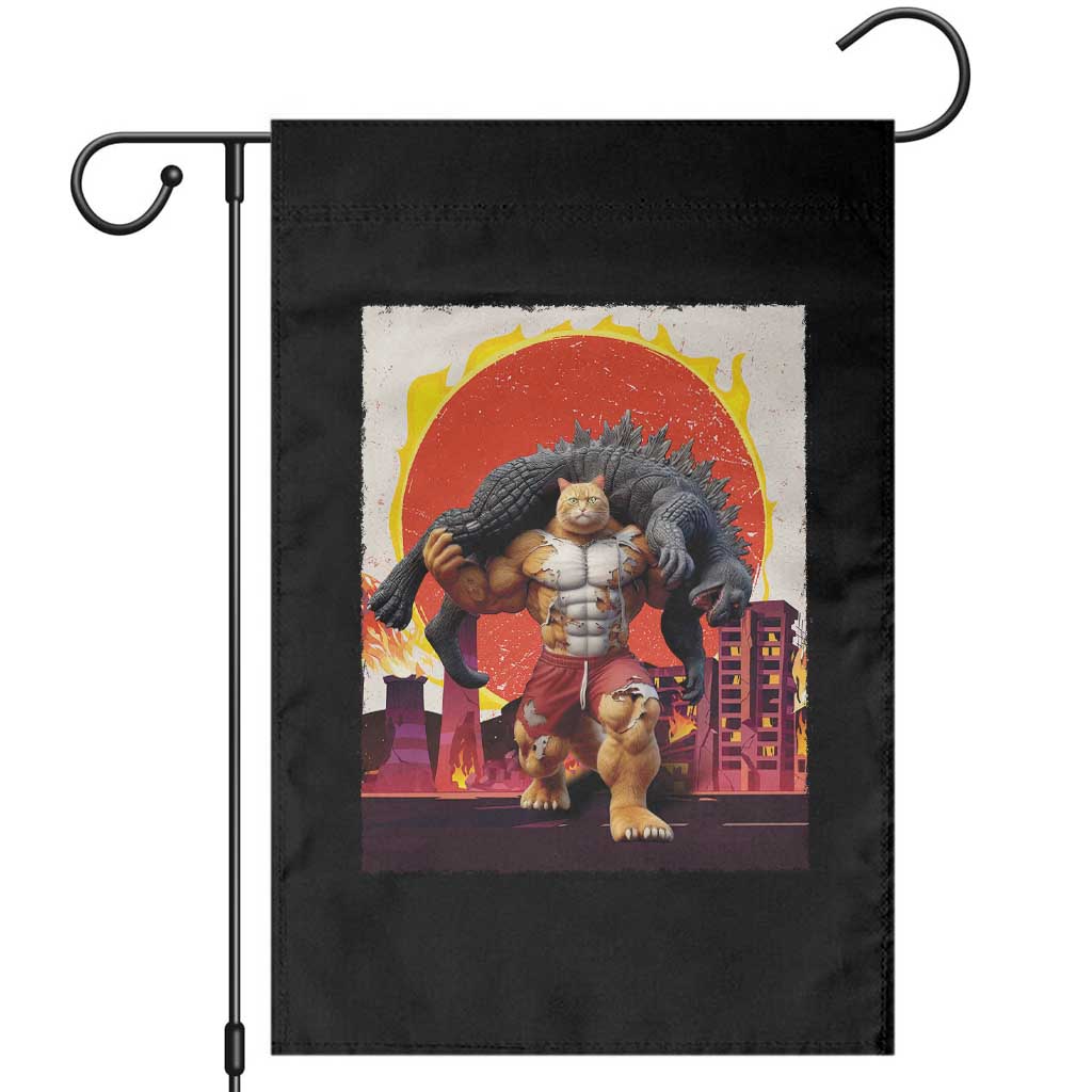 Catzilla Funny Cat Japanese Cityscape Garden Flag - Wonder Print Shop
