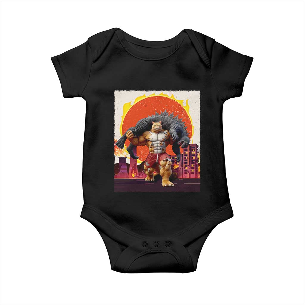 Catzilla Funny Cat Japanese Cityscape Baby Onesie - Wonder Print Shop