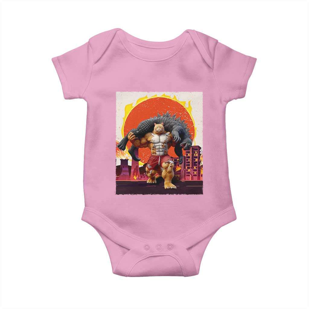 Catzilla Funny Cat Japanese Cityscape Baby Onesie - Wonder Print Shop