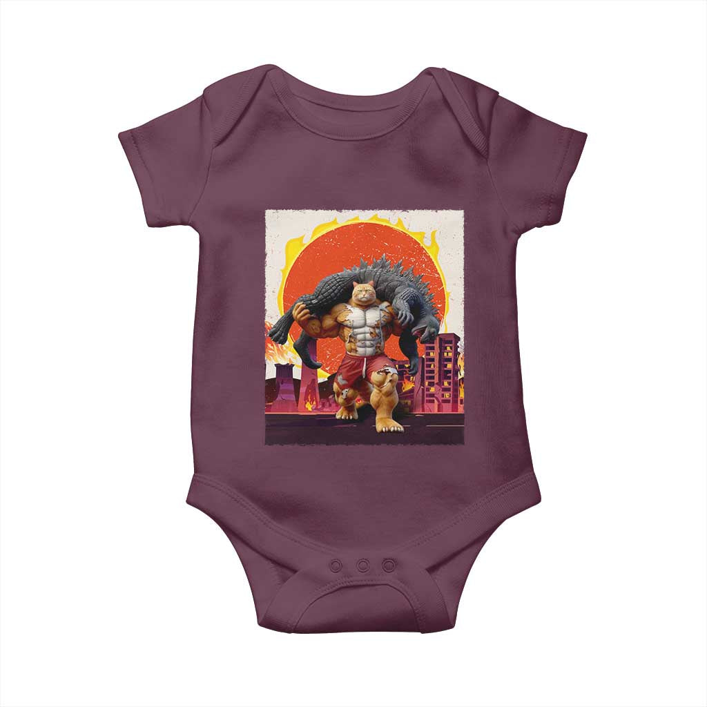 Catzilla Funny Cat Japanese Cityscape Baby Onesie - Wonder Print Shop