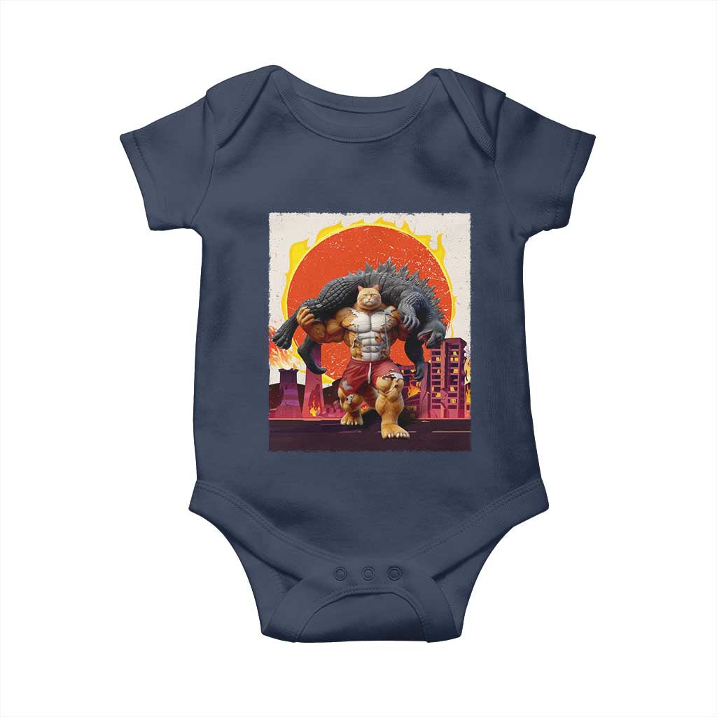 Catzilla Funny Cat Japanese Cityscape Baby Onesie - Wonder Print Shop