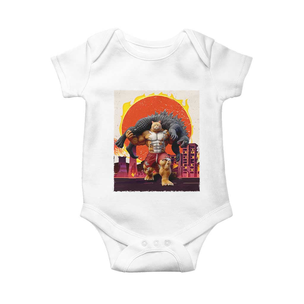 Catzilla Funny Cat Japanese Cityscape Baby Onesie - Wonder Print Shop