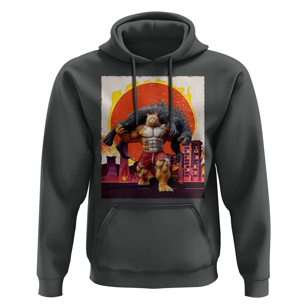 Catzilla Funny Cat Japanese Cityscape Hoodie - Wonder Print Shop