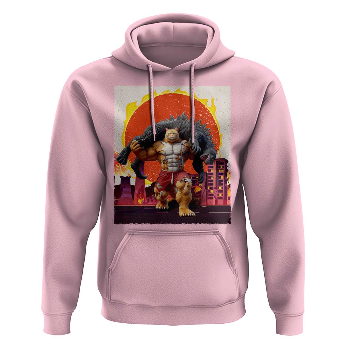 Catzilla Funny Cat Japanese Cityscape Hoodie - Wonder Print Shop
