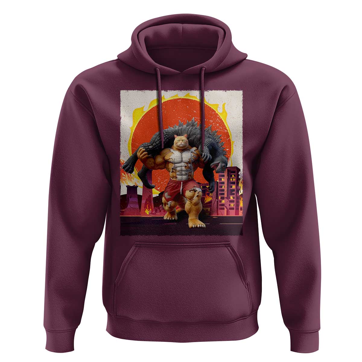 Catzilla Funny Cat Japanese Cityscape Hoodie - Wonder Print Shop