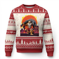 Catzilla Funny Cat Japanese Cityscape Ugly Christmas Sweater - Wonder Print Shop