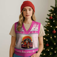 Catzilla Funny Cat Japanese Cityscape V-Neck Knit Sweater Vest - Wonder Print Shop