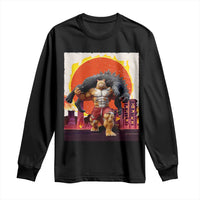 Catzilla Funny Cat Japanese Cityscape Long Sleeve Shirt - Wonder Print Shop