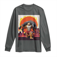 Catzilla Funny Cat Japanese Cityscape Long Sleeve Shirt - Wonder Print Shop