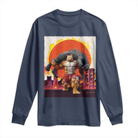 Catzilla Funny Cat Japanese Cityscape Long Sleeve Shirt - Wonder Print Shop
