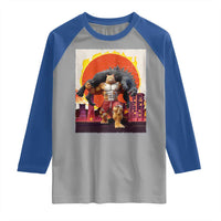 Catzilla Funny Cat Japanese Cityscape Raglan Shirt - Wonder Print Shop