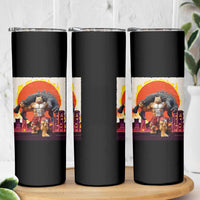 Catzilla Funny Cat Japanese Cityscape Skinny Tumbler - Wonder Print Shop