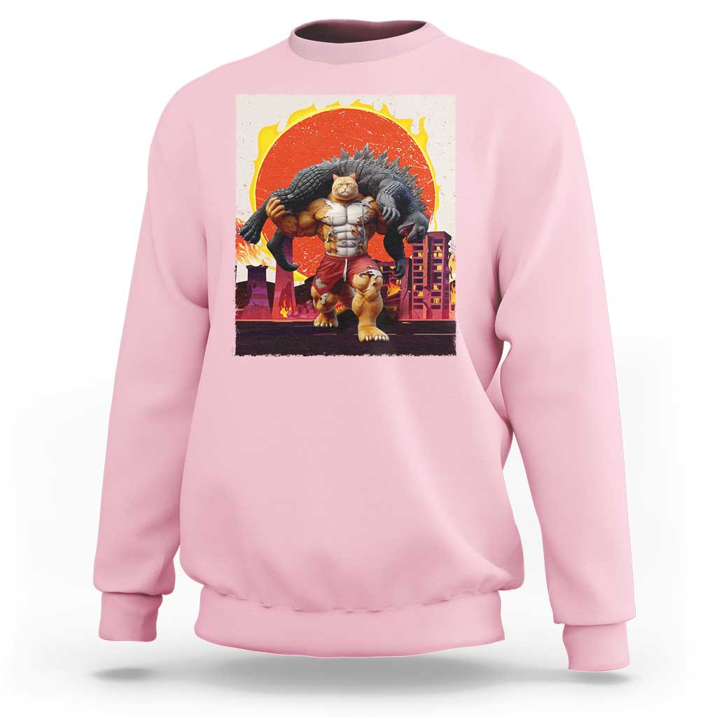 Catzilla Funny Cat Japanese Cityscape Sweatshirt - Wonder Print Shop