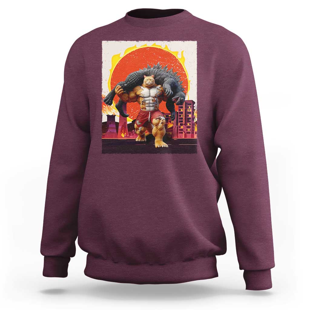 Catzilla Funny Cat Japanese Cityscape Sweatshirt - Wonder Print Shop