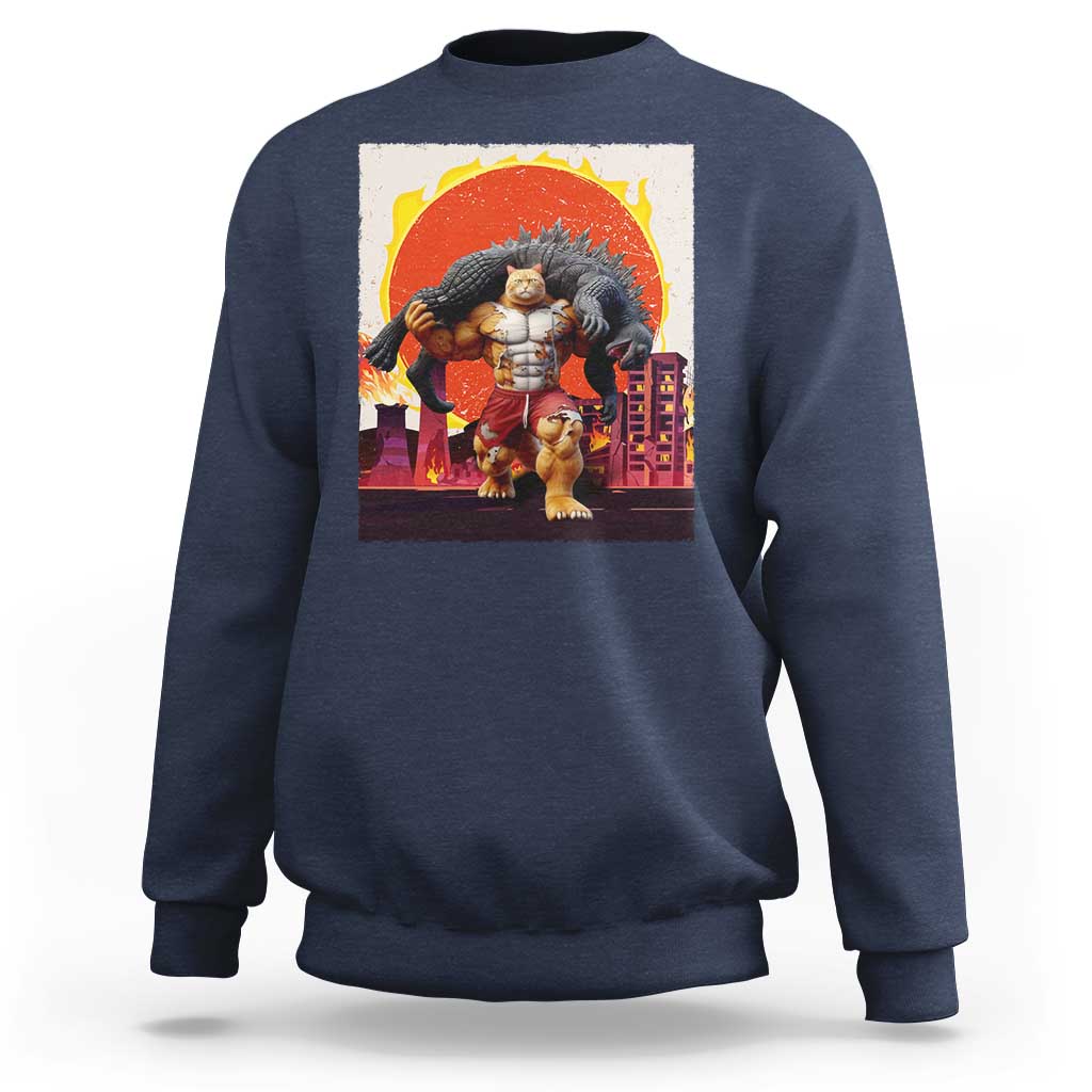 Catzilla Funny Cat Japanese Cityscape Sweatshirt - Wonder Print Shop