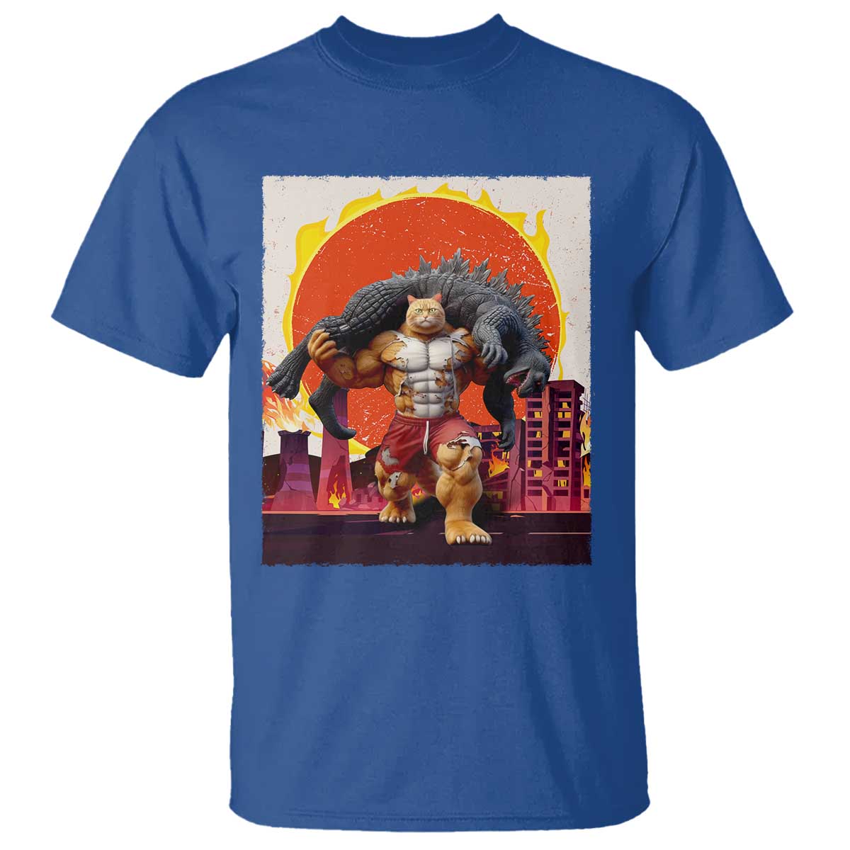 Catzilla Funny Cat Japanese Cityscape T Shirt - Wonder Print Shop