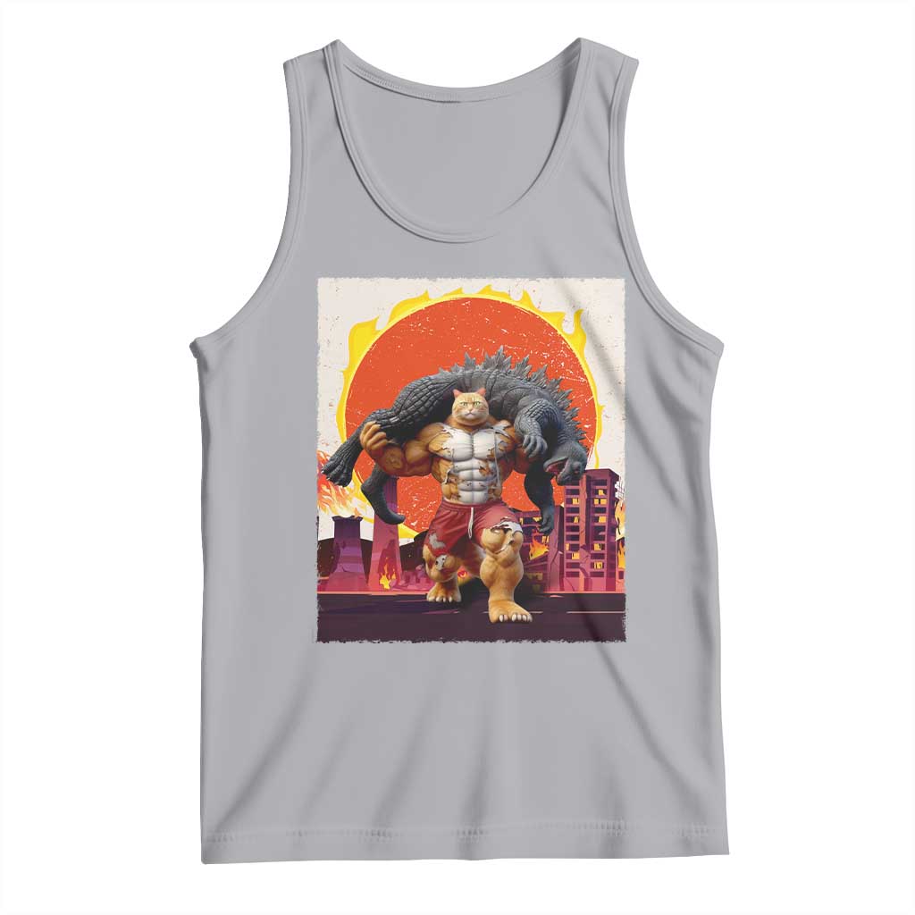Catzilla Funny Cat Japanese Cityscape Tank Top - Wonder Print Shop