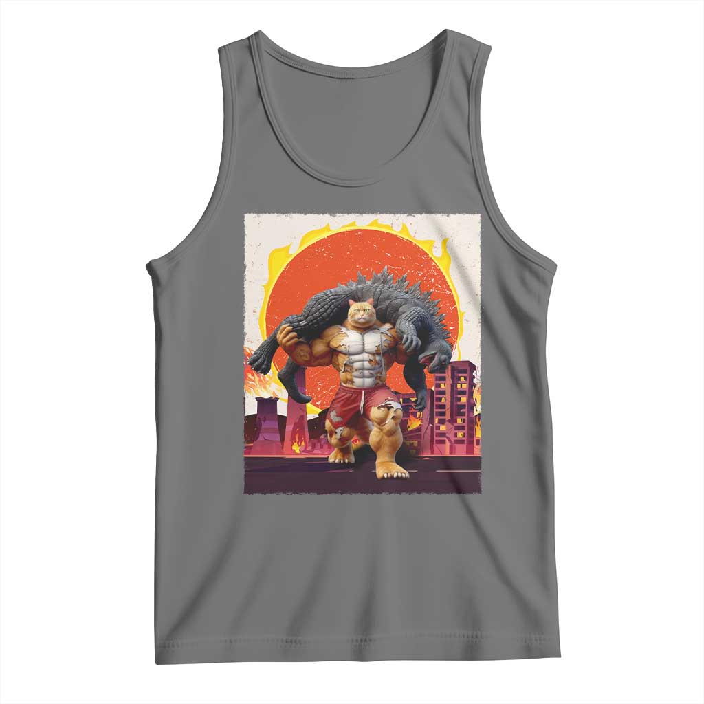 Catzilla Funny Cat Japanese Cityscape Tank Top - Wonder Print Shop