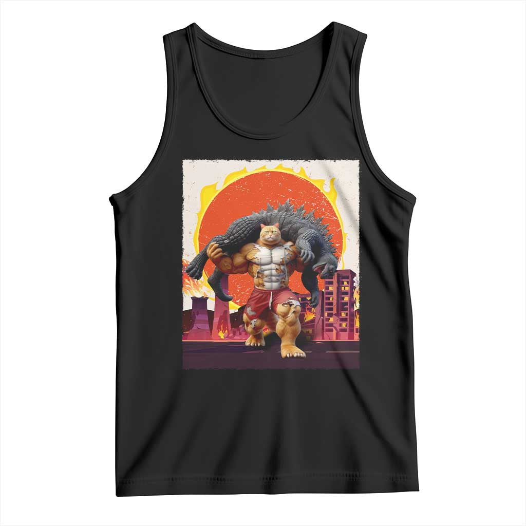 Catzilla Funny Cat Japanese Cityscape Tank Top - Wonder Print Shop