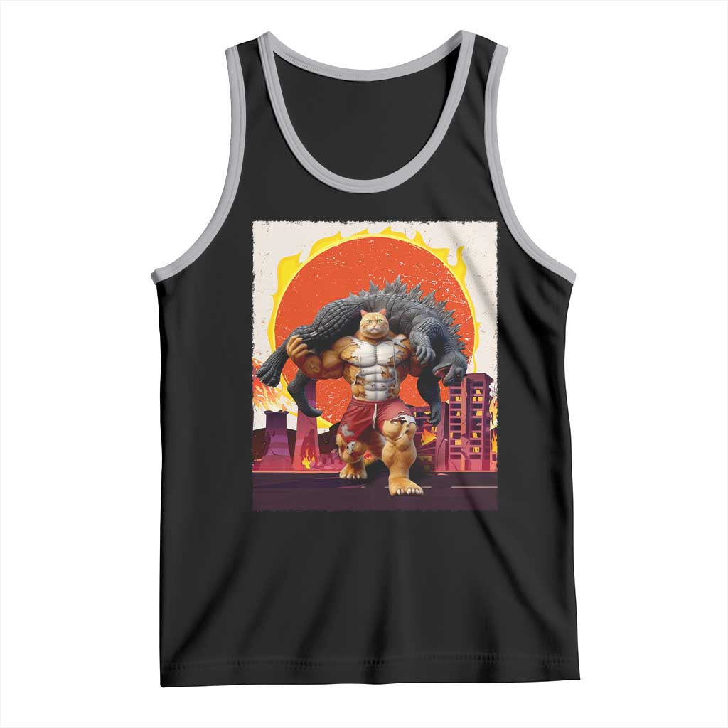 Catzilla Funny Cat Japanese Cityscape Tank Top - Wonder Print Shop