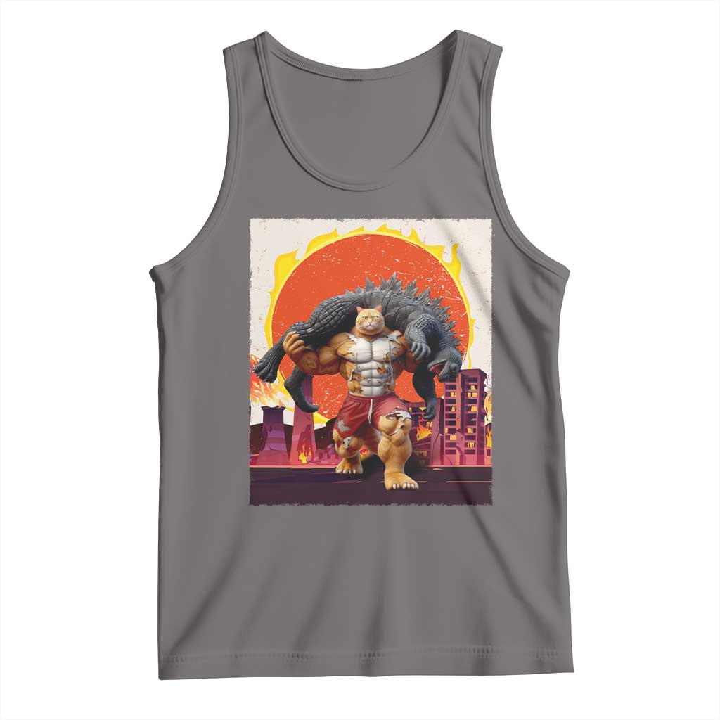 Catzilla Funny Cat Japanese Cityscape Tank Top - Wonder Print Shop