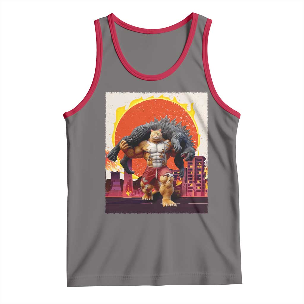 Catzilla Funny Cat Japanese Cityscape Tank Top - Wonder Print Shop