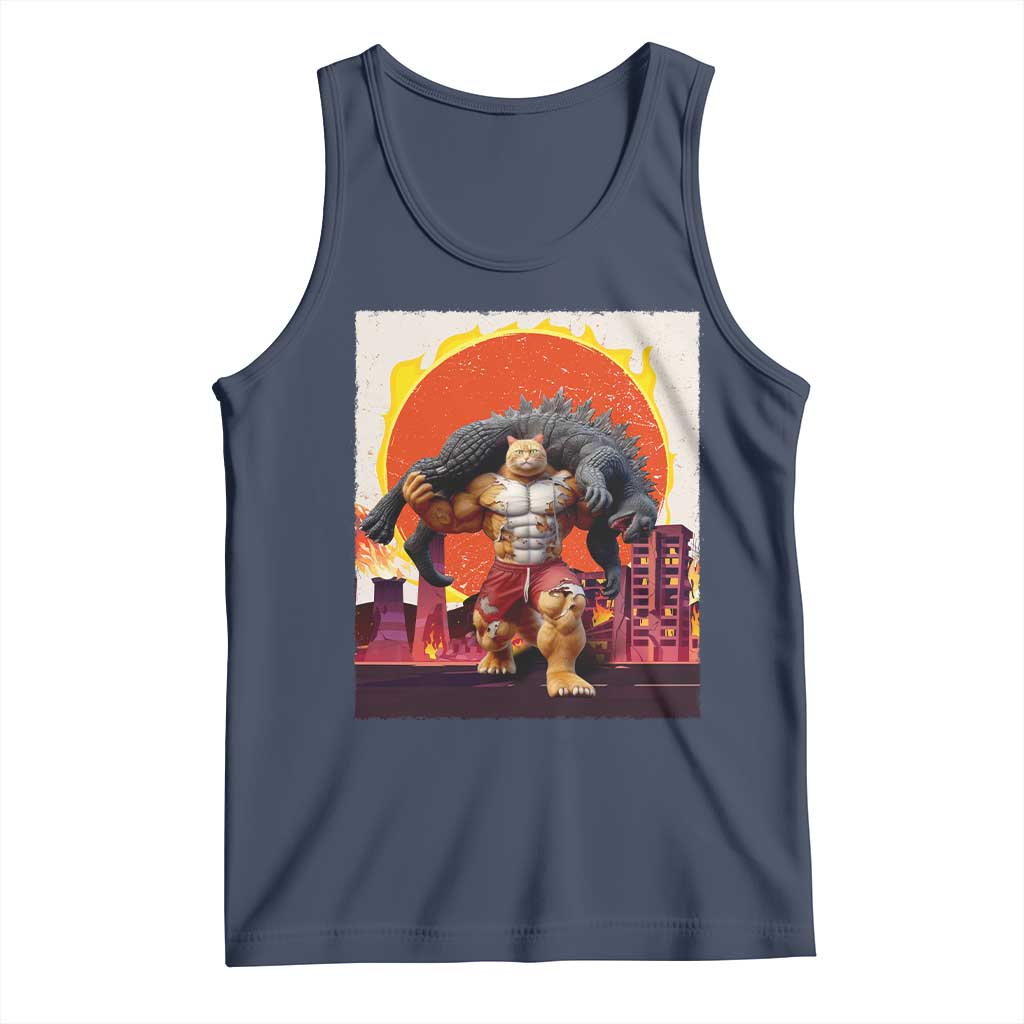 Catzilla Funny Cat Japanese Cityscape Tank Top - Wonder Print Shop