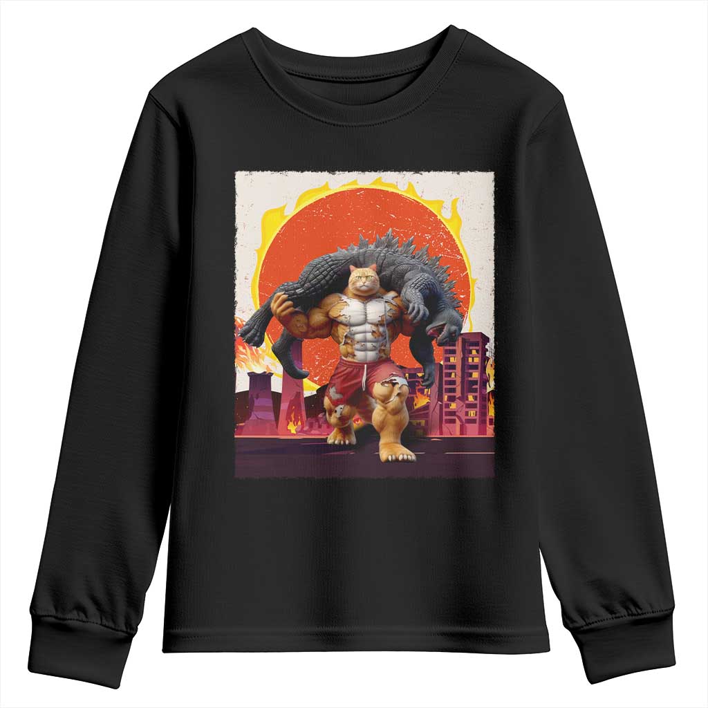 Catzilla Funny Cat Japanese Cityscape Youth Sweatshirt - Wonder Print Shop