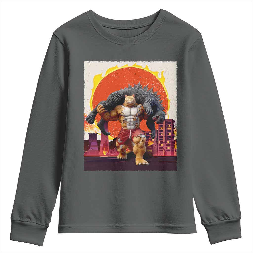 Catzilla Funny Cat Japanese Cityscape Youth Sweatshirt - Wonder Print Shop
